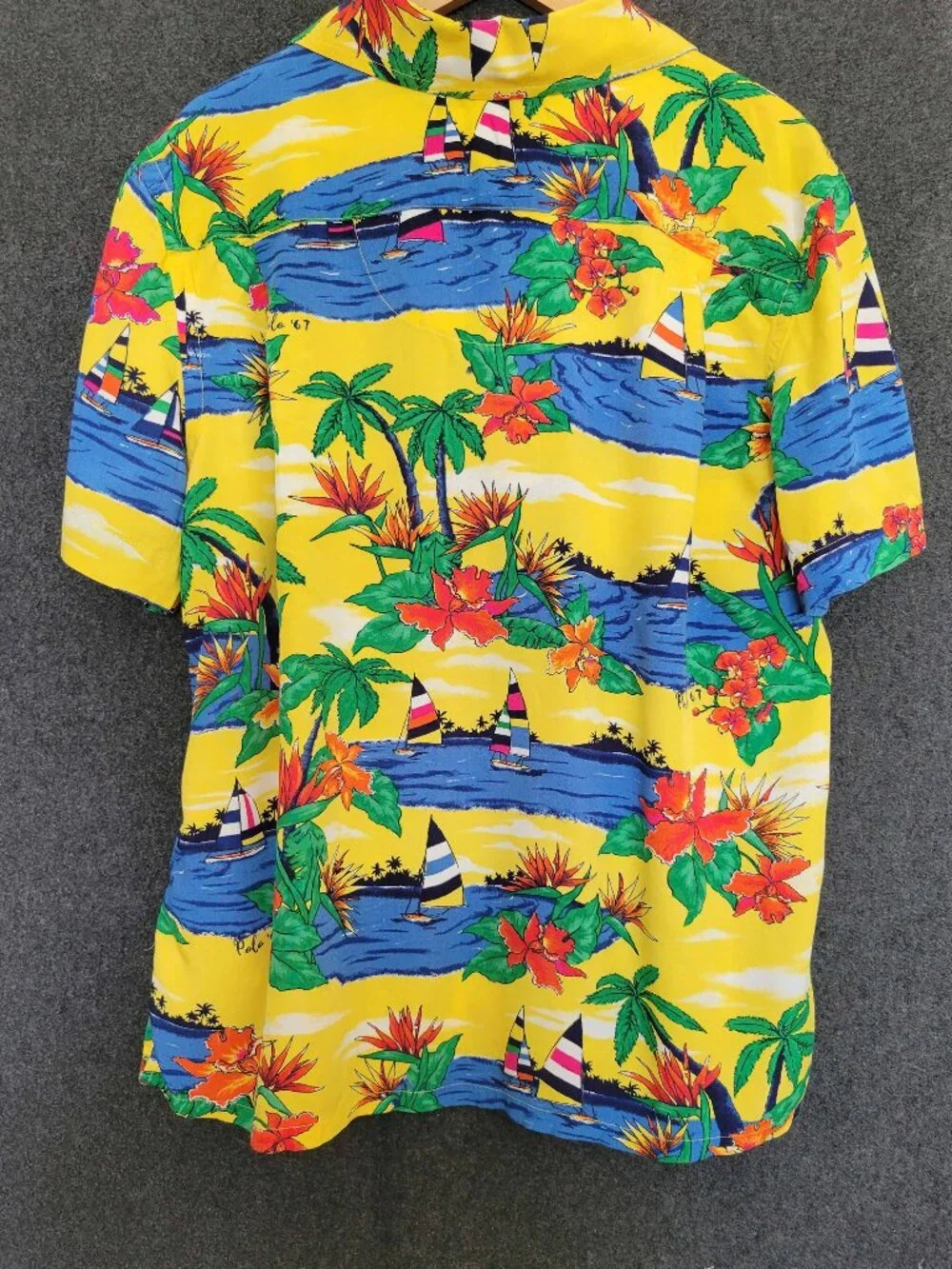 Polo Ralph Lauren Sailboat Tropical Print Camp Shirt Resort Cruise Kids M 10/12
